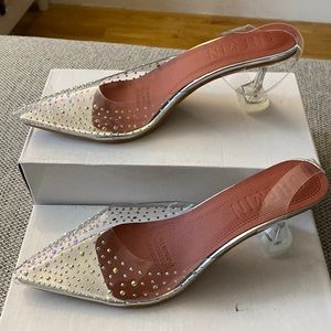 Clear front studded 2.5 inch heels